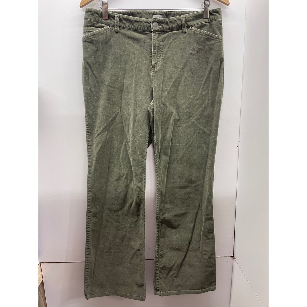 J. Jill Olive Green Stretch Corduroy Pants Womens 12P Petite Bootcut Flare